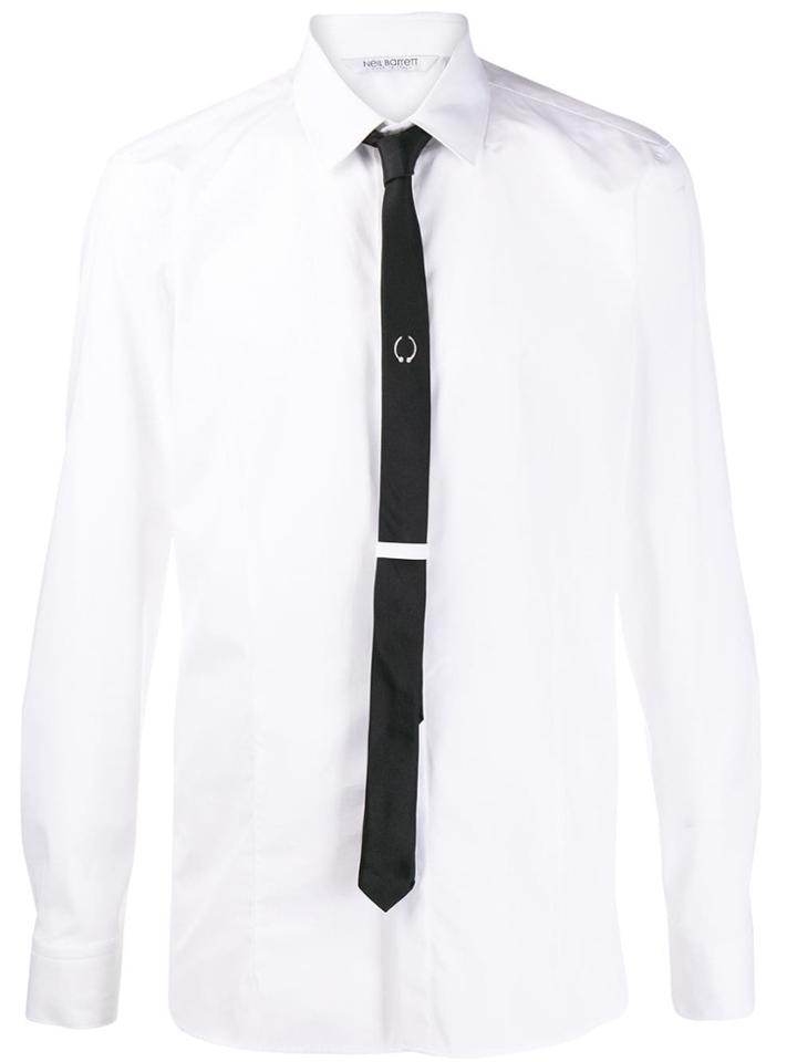 Neil Barrett Contrasting Tie Shirt - White