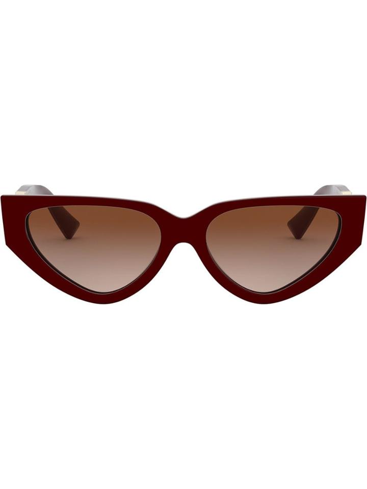 Valentino Eyewear V Logo Slim Cat Eye Frames Sunglasses - Red