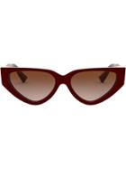 Valentino Eyewear V Logo Slim Cat Eye Frames Sunglasses - Red