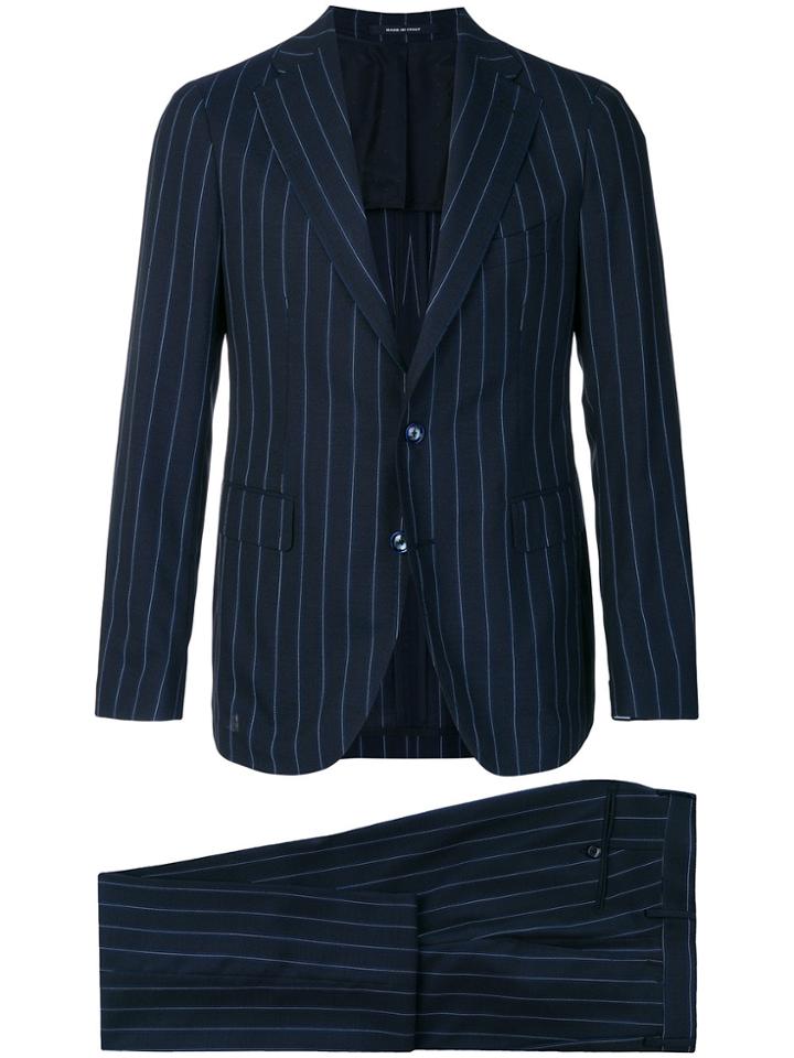 Tagliatore Classic Pinstripe Suit - Blue