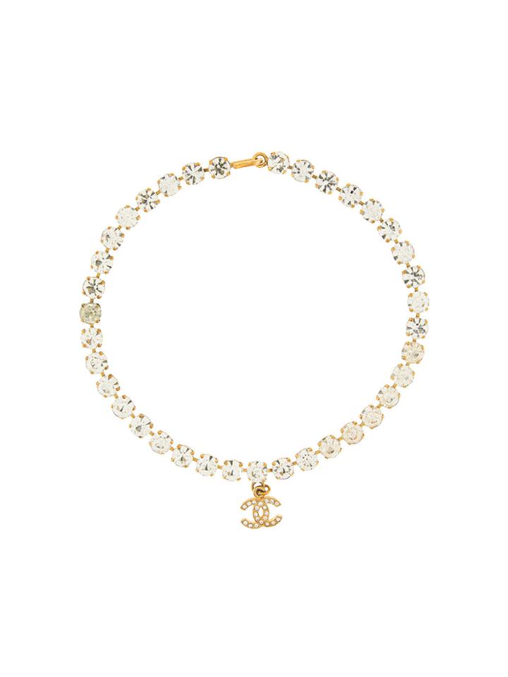 Chanel Vintage Logo Short Necklace - Metallic