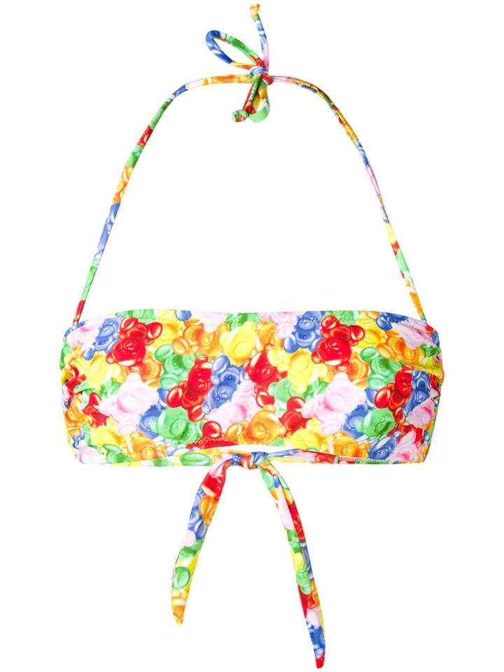 Moschino Bear Print Bikini Top - Yellow