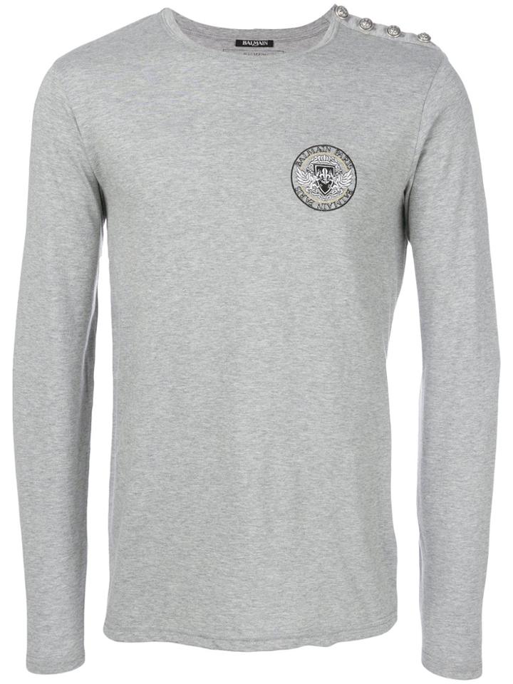 Balmain Longsleeved Logo Sweatshirt - Grey