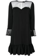 Just Cavalli - Mesh Frill Trim Dress - Women - Polyamide/spandex/elastane/viscose - 38, Black, Polyamide/spandex/elastane/viscose