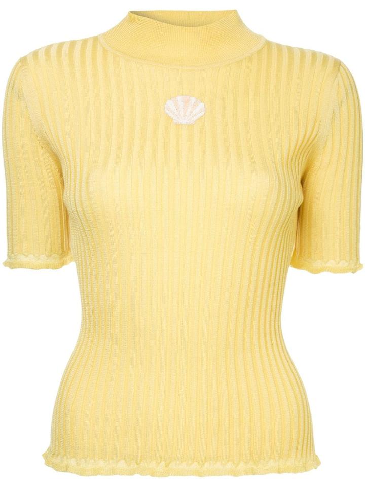 Tu Es Mon Trésor Shell Mock Neck Sweater - Yellow