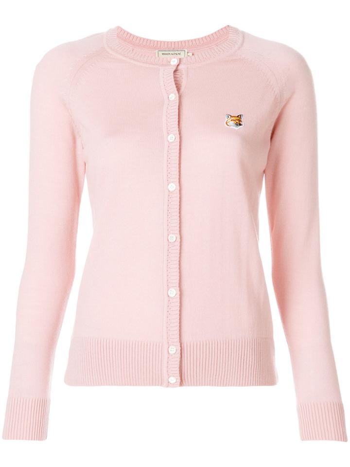 Maison Kitsuné Logo Fitted Cardigan - Pink & Purple