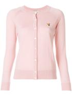 Maison Kitsuné Logo Fitted Cardigan - Pink & Purple