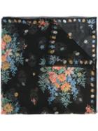 Alexander Mcqueen Skull And Flowers Scarf, Women's, Black, Silk