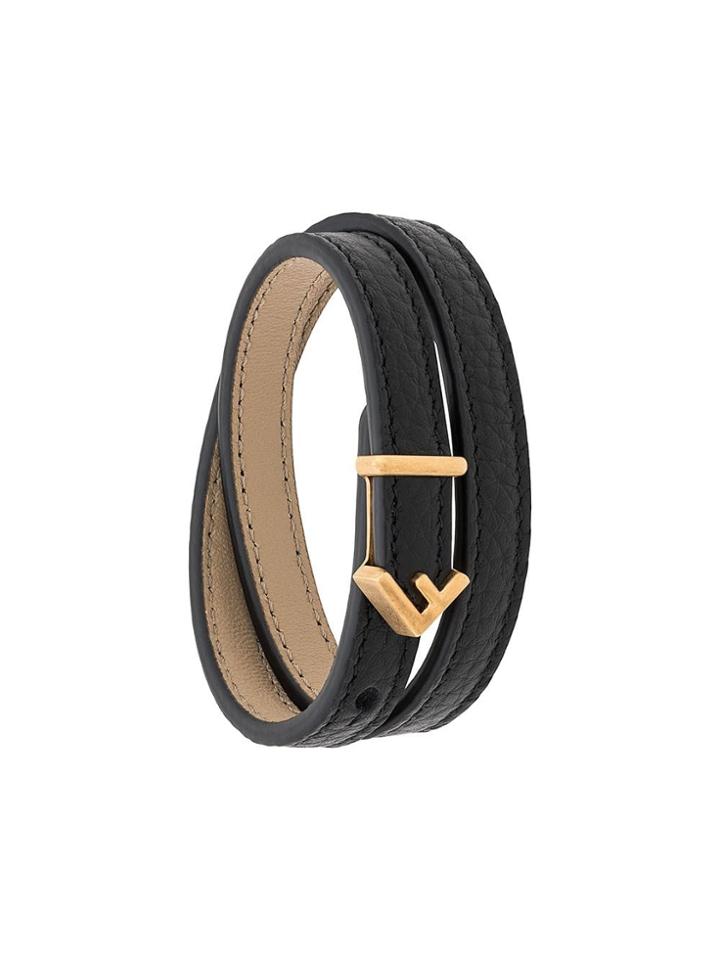 Fendi F Logo Double-wrap Bracelet - Black