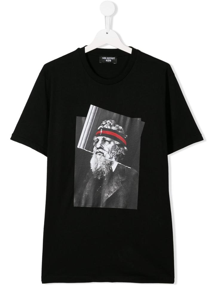 Neil Barrett Kids Teen Artwork Print T-shirt - Black