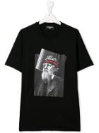 Neil Barrett Kids Teen Artwork Print T-shirt - Black