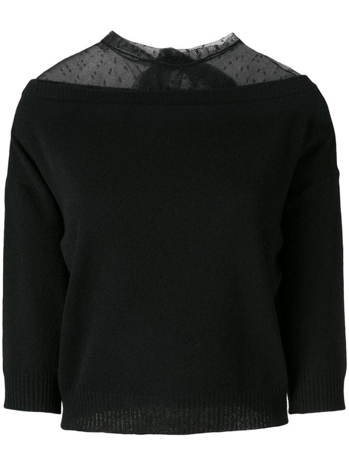 Red Valentino Lace Panel Knitted Top - Black