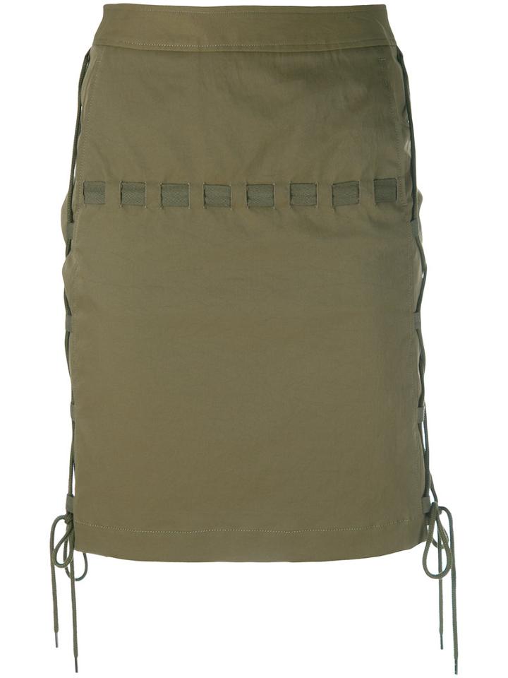 Chalayan Corded Mini Skirt, Women's, Size: Small, Green, Cotton/cupro