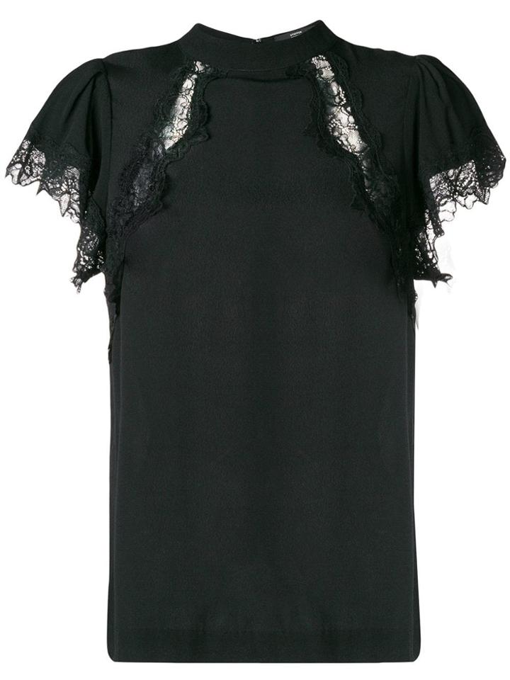 Steffen Schraut Lace Inserts Shortsleeved Blouse - Black