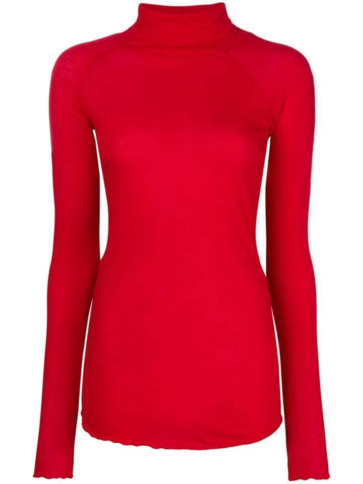 Humanoid Roll Neck Raglan Sleeve Top - Red