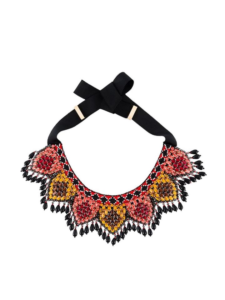 Etro Embellished Necklace, Women's, Black, Polyester/crystal/glass