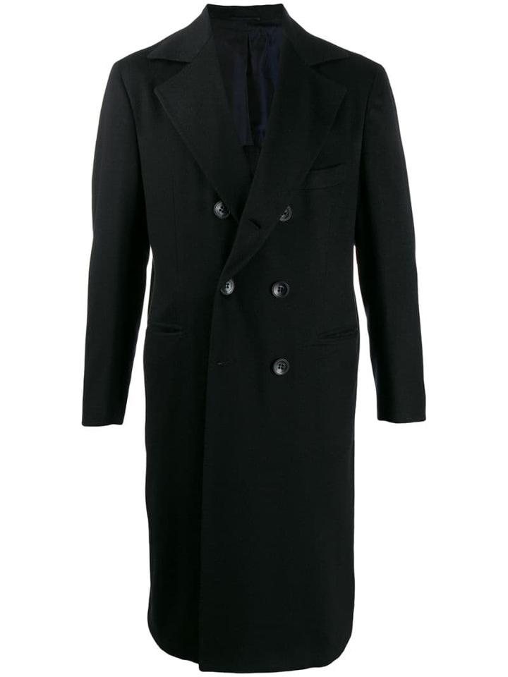 Kiton Double-breasted Cashmere Coat - Black