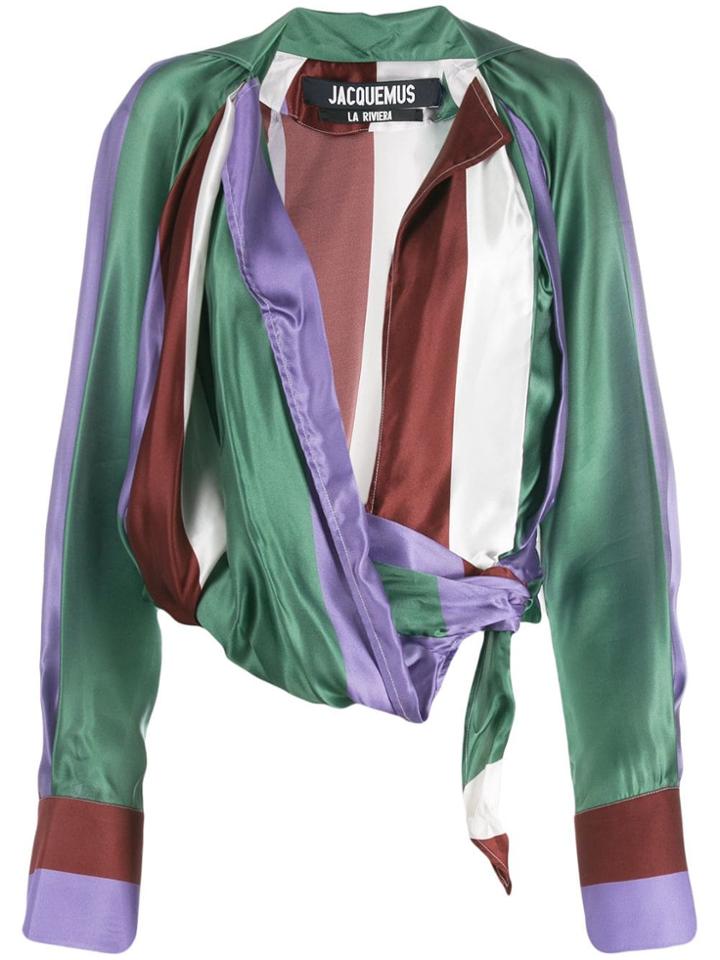 Jacquemus Waist-tied Draped Blouse - Brown