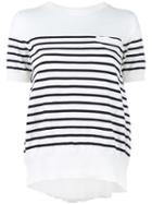 Sacai Striped Cupro Insert T-shirt, Women's, Size: 4, White, Cotton/polyester/cupro