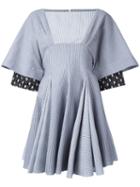 J.w.anderson - Striped Flared Mini Dress - Women - Cotton/linen/flax - 12, Blue, Cotton/linen/flax