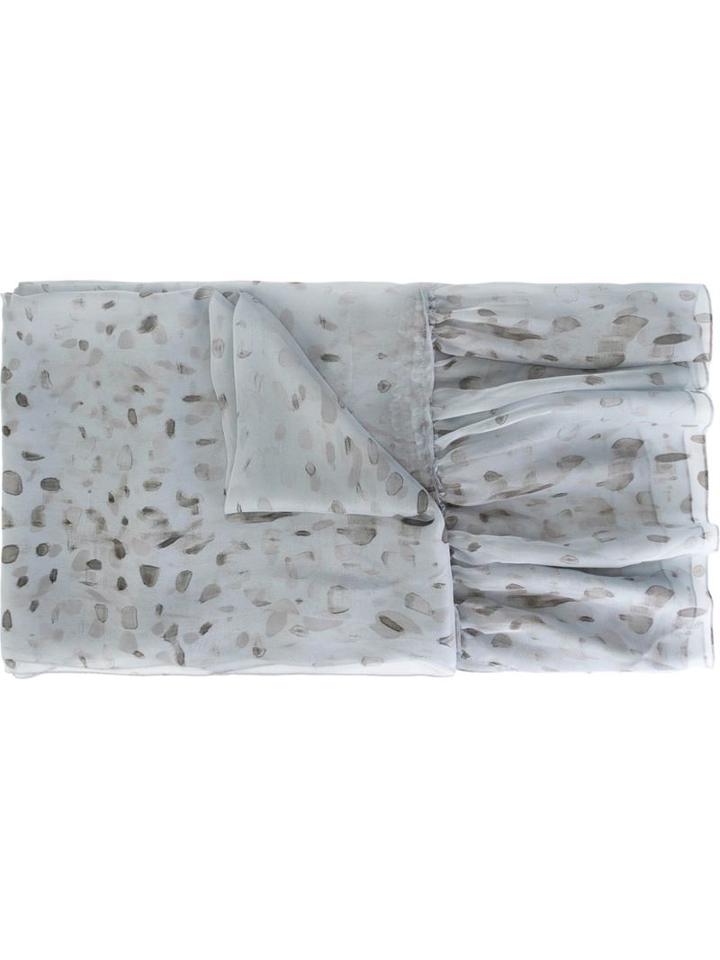 Agnona Spotted Pattern Scarf, Women's, Blue, Silk