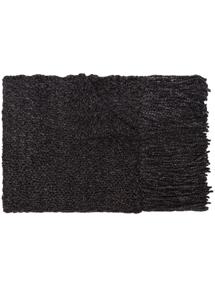 Aessai Black Fringed Merino Wool And Linen Blanket Scarf