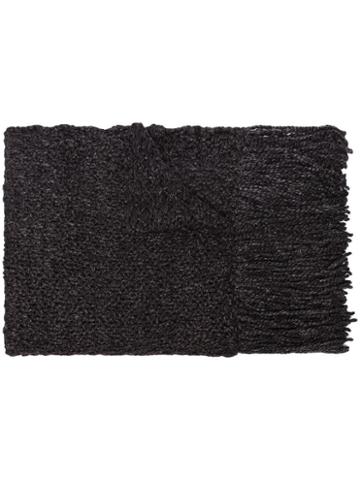 Aessai Black Fringed Merino Wool And Linen Blanket Scarf