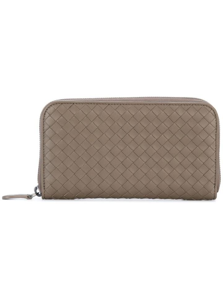 Bottega Veneta Interlaced Zip Around Wallet - Neutrals