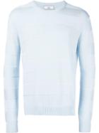 Ami Alexandre Mattiussi Tonal Stripe Crew Neck Sweater, Men's, Size: Small, Blue, Cotton