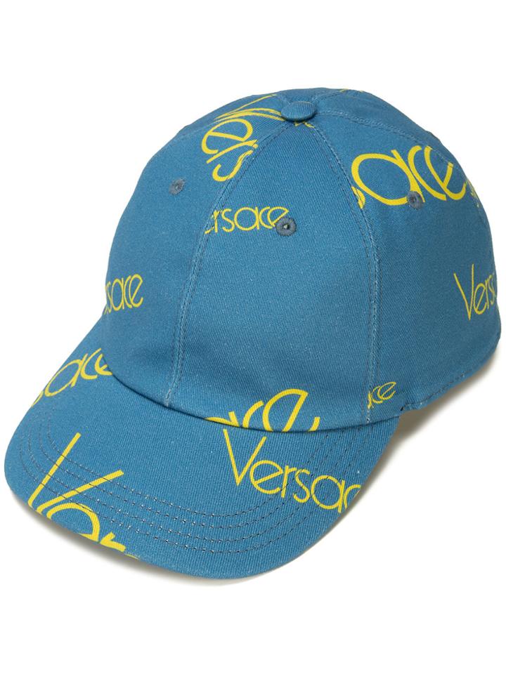 Versace Logomania Print Cap - Blue