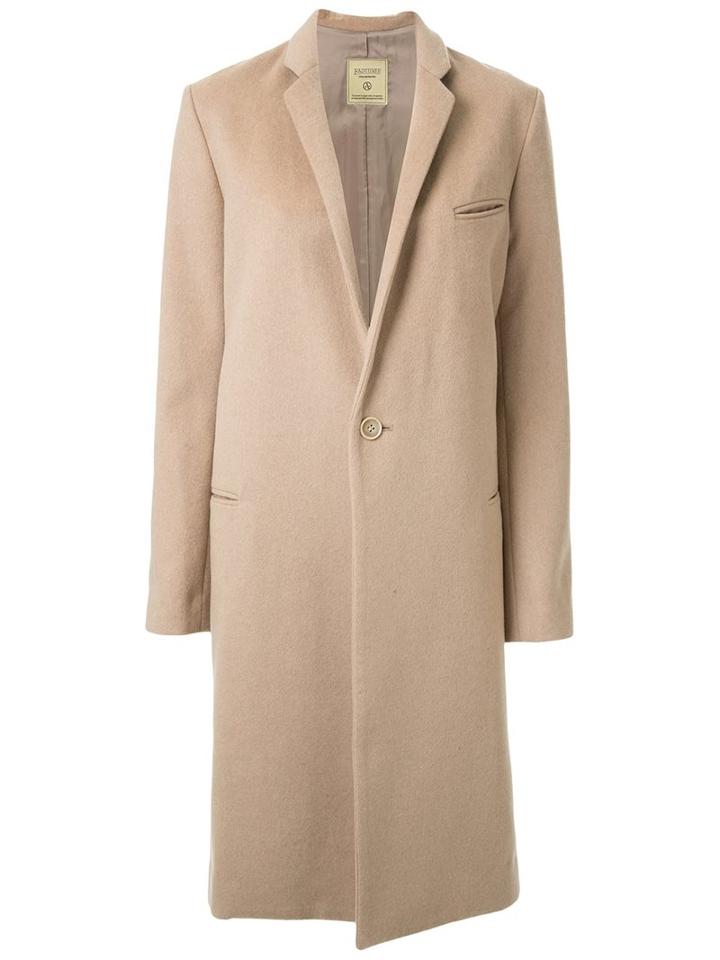 Fad Three Single Breasted Coat, Women's, Size: Large, Brown, Cotton/nylon/cupro/wool