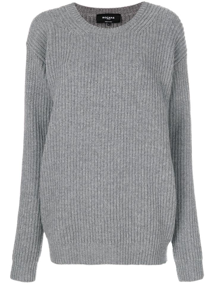 Rochas Oversized Ribbed Sweater - Grey