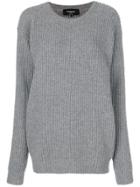 Rochas Oversized Ribbed Sweater - Grey