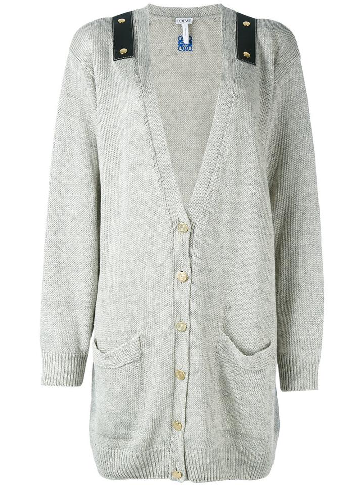 Loewe - Shoulder Strap Cardigan - Women - Linen/flax - M, Nude/neutrals, Linen/flax