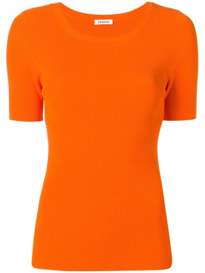 P.a.r.o.s.h. Ribbed Knit Slim-fit Top - Orange