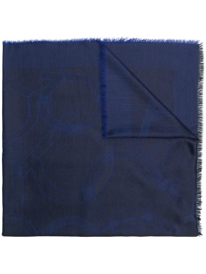 Salvatore Ferragamo Logo Printed Shawl - Blue