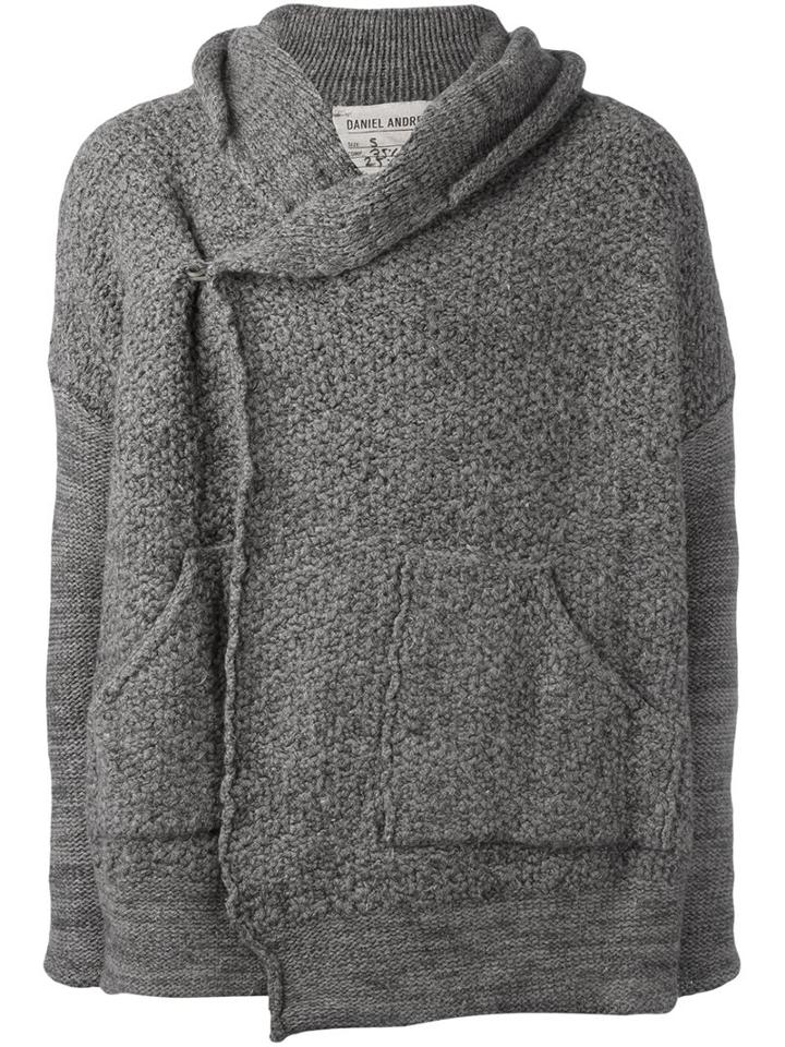 Daniel Andresen Hooded Boxy Cardigan, Men's, Size: Medium, Grey, Linen/flax/virgin Wool