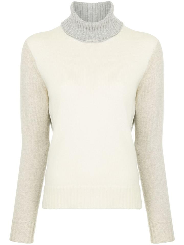 Majestic Filatures Colour Block Sweater - White
