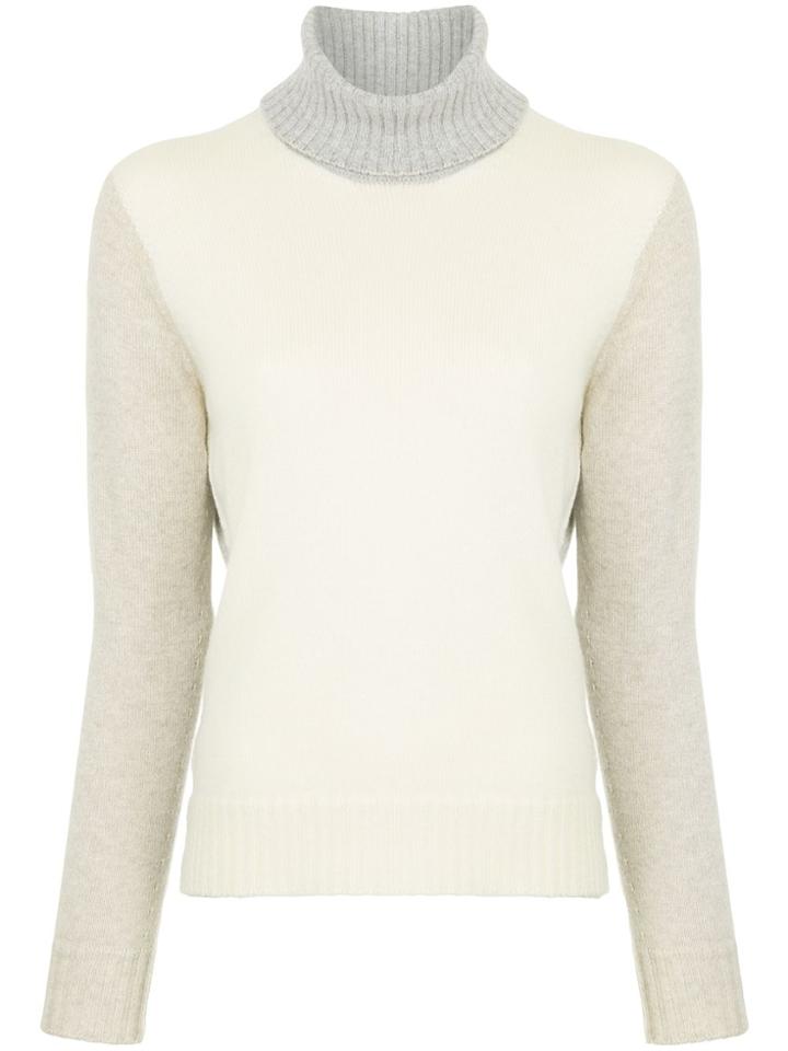 Majestic Filatures Colour Block Sweater - White