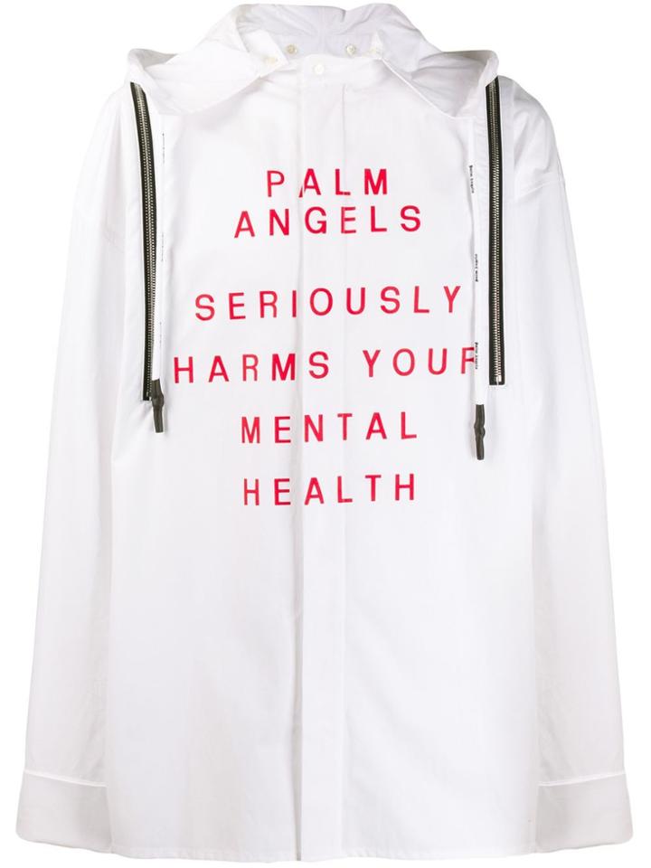 Palm Angels Hooded Printed Shirt - White