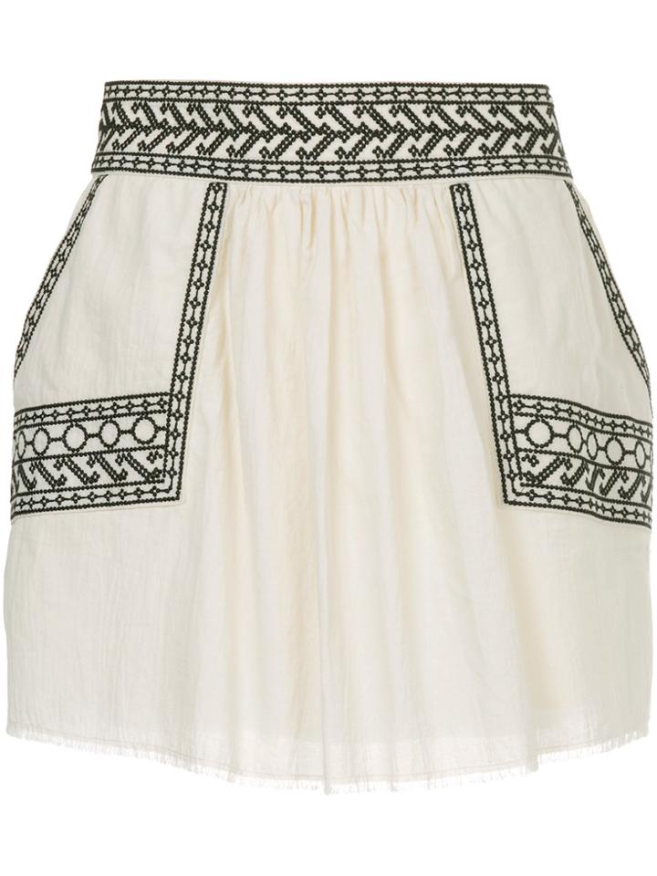 Magali Pascal Short Embroidered Skirt - White