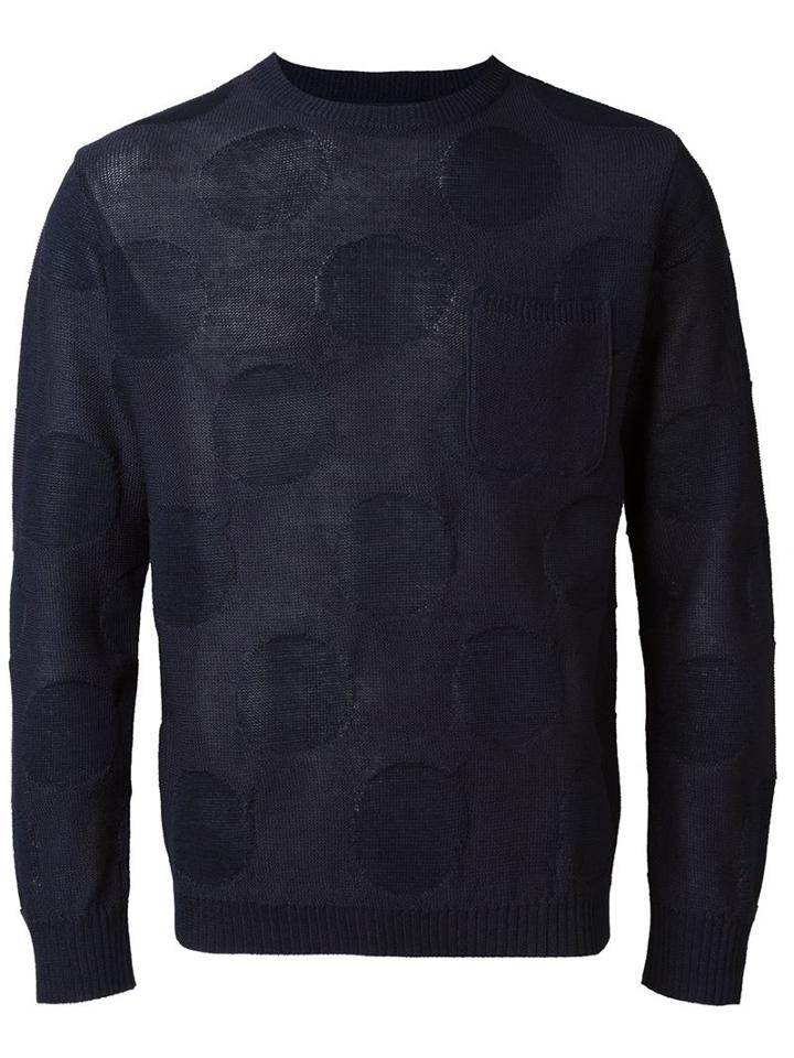 Blue Blue Japan Embossed Circles Pattern Sweater