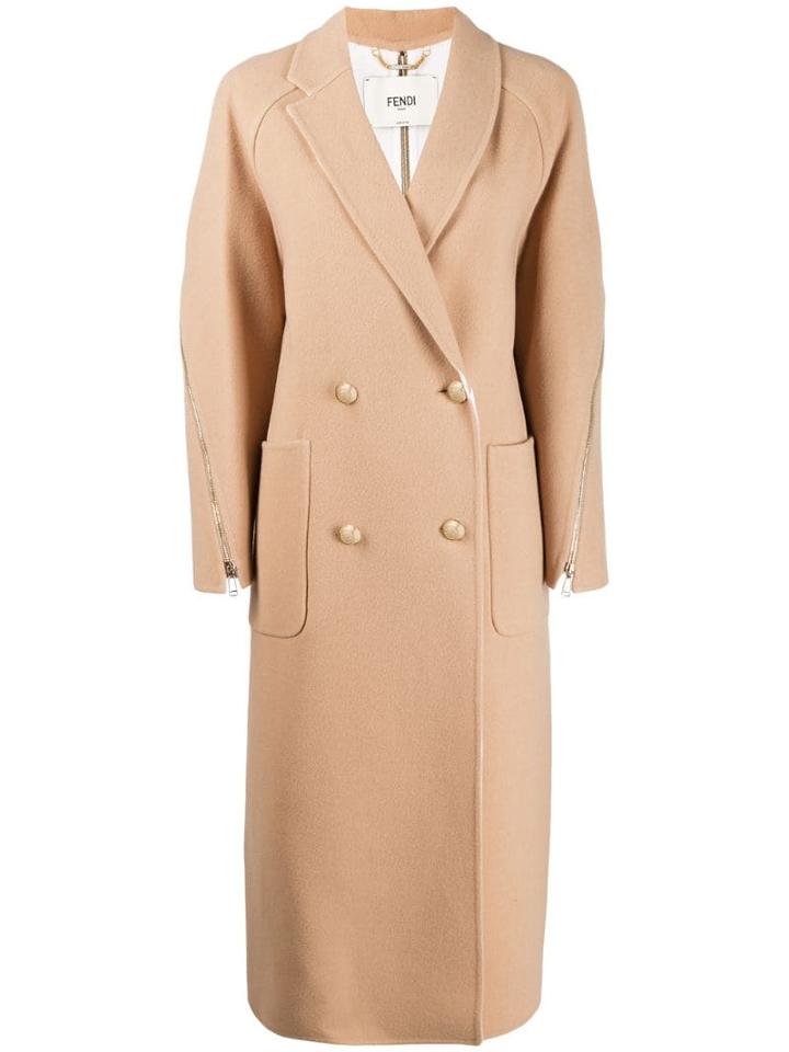 Fendi Classic Double Breasted Coat - Neutrals