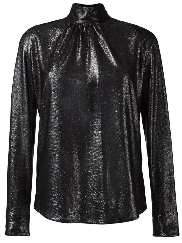 Golden Goose Deluxe Brand High Collar Lurex Shirt, Women's, Size: Medium, Black, Polyester/viscose