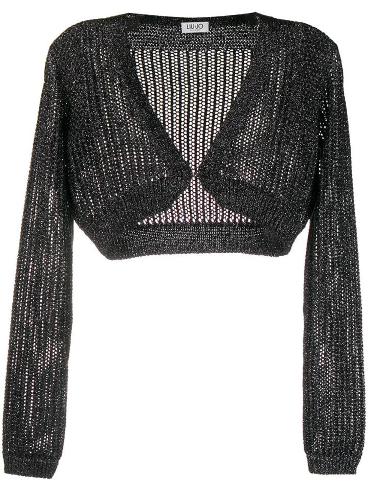 Liu Jo Mesh Cropped Cardigan - Black