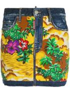 Dsquared2 Hawaiian Print Denim Skirt - Multicolour