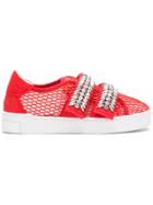 Suecomma Bonnie Crystal-embellished Sneakers - Red