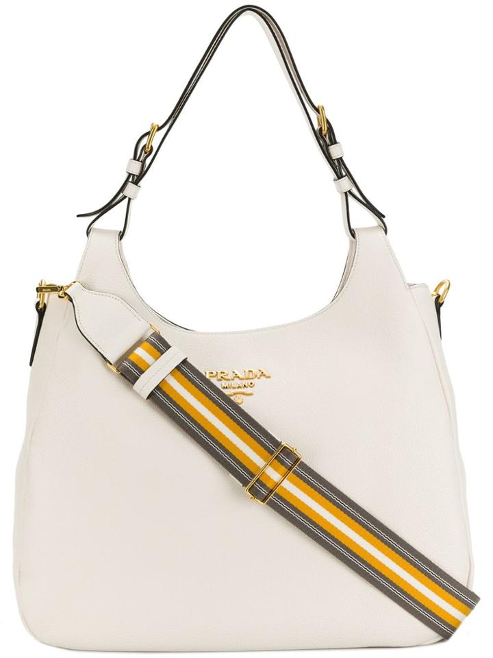 Prada Logo Plaque Top Handle Bag - White
