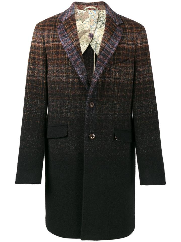 Etro Gradient Check Coat - Multicolour