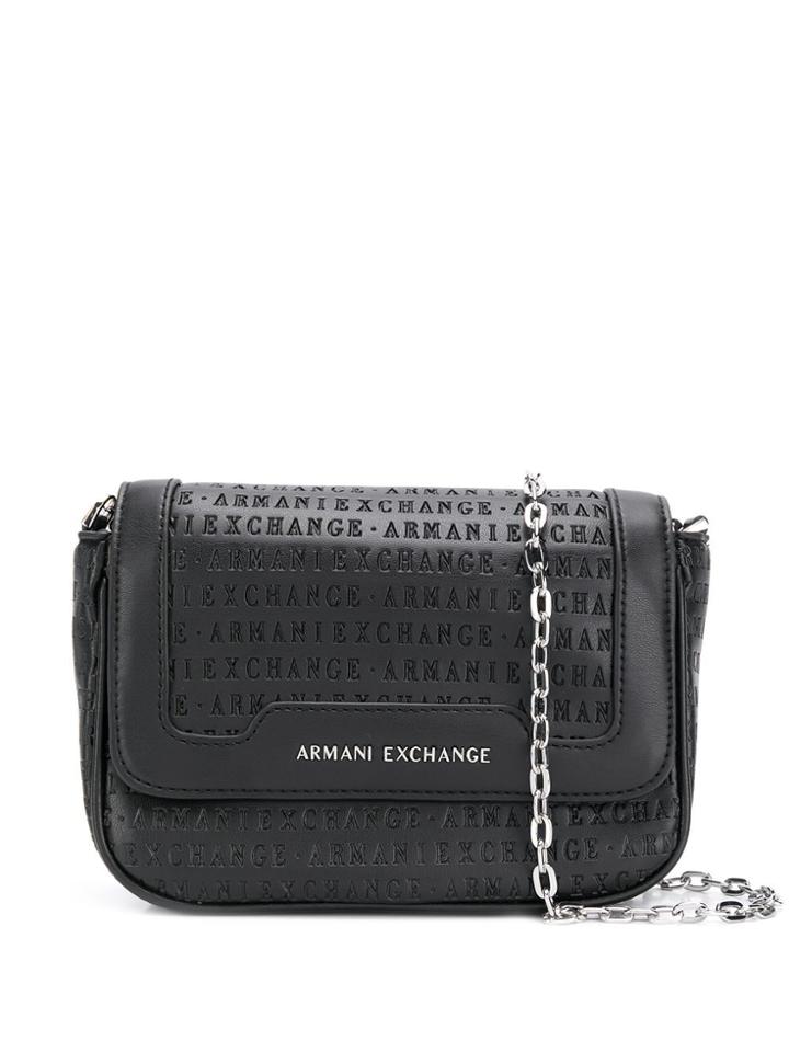 Armani Exchange Lettering Embossed Cross-body Bag - Black